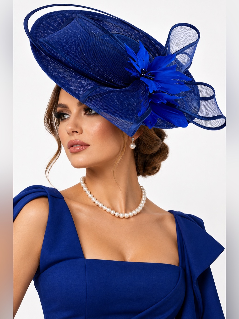 New Dressfan Royal Blue Women's Statement Derby Occasion Fascinator Hat NIB